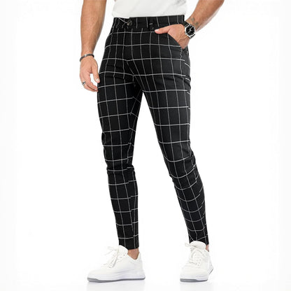 GINGTTO Mens Plaid Dress Pants Stretch Chino Pants Men Slim Fit