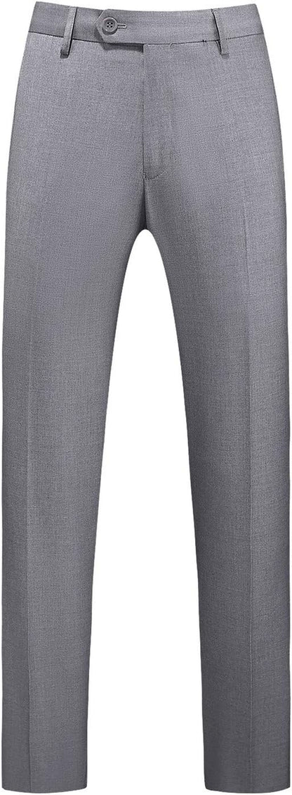 MOGU Mens Front Flat Casual Dress Pants Slim Fit