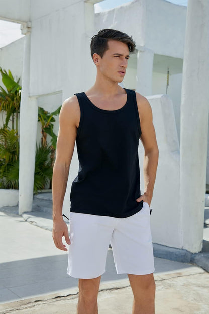 Boisouey Mens Shorts Casual Drawstring Zipper Pockets Elastic Waist