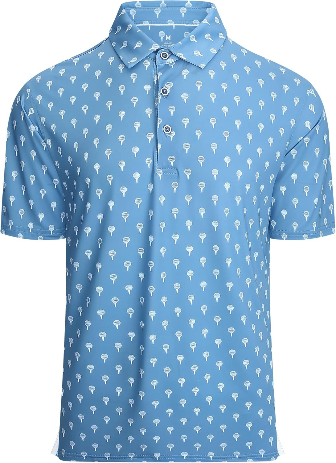 Esabel.C Golf Shirts for Men Dry Fit Performance Short Sleeve Print Moisture Wicking Collared Shirt