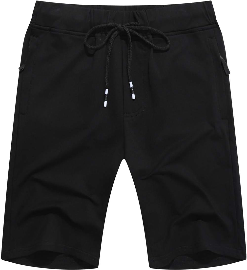 Boisouey Mens Shorts Casual Drawstring Zipper Pockets Elastic Waist