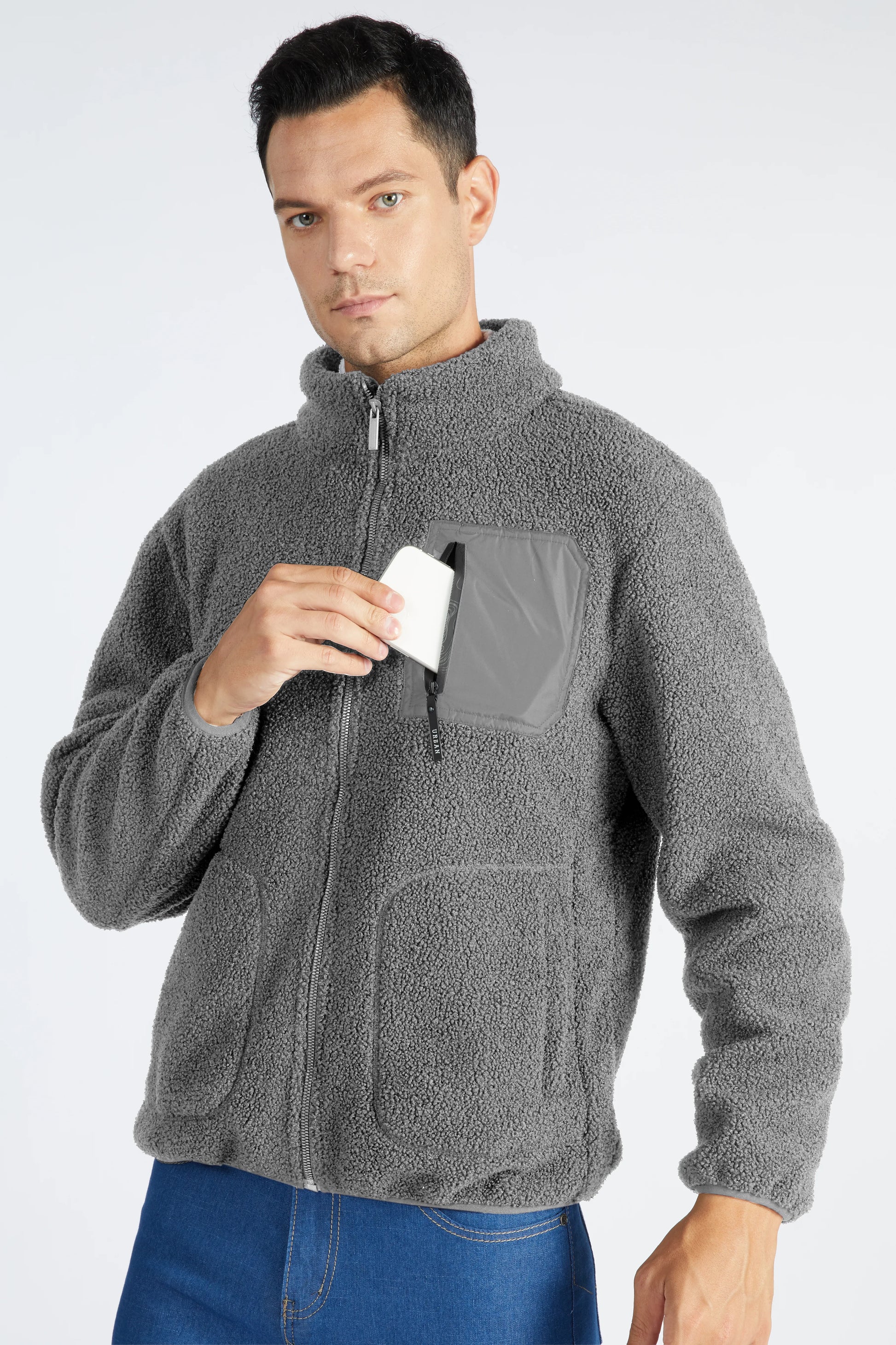 Men'S 220GSM Fleece Jacket, Warm with Pockets, Sizes S-3XL
