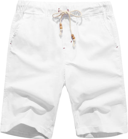 Janmid Men'S Linen Shorts Casual Drawstring Summer Beach Shorts for Men