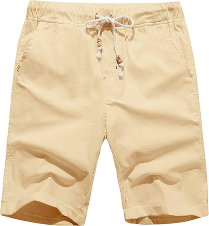 Boisouey Men'S Linen Casual Classic Fit Short Summer Beach Shorts