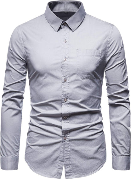 Men’S Long Sleeve Casual Button down Dress Shirts with Chest Pocket