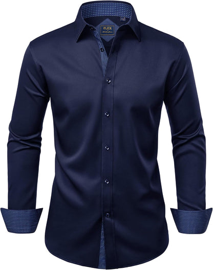 Alimens & Gentle Men'S Dress Shirts Long Sleeve Wrinkle-Free Business Casual Button down Shirt