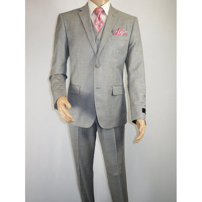 Mens Three Piece Suit Vested  Soft Fabric with Sheen M3090 Stone Gray 3Pc