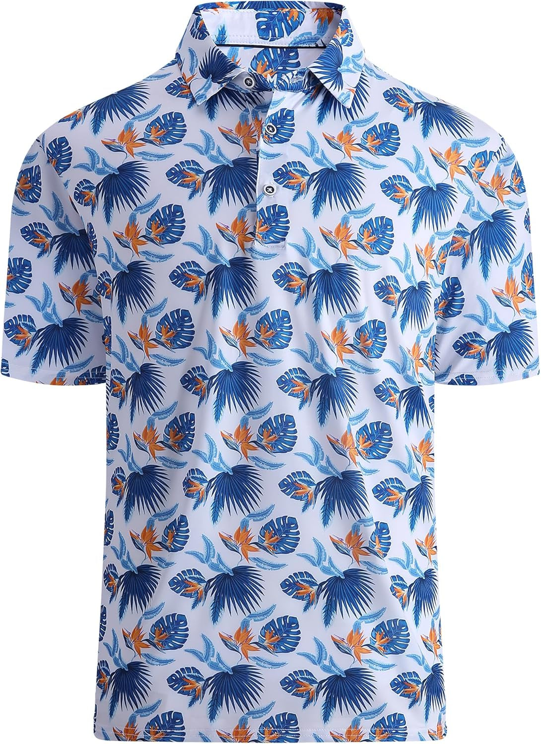 Esabel.C Golf Shirts for Men Dry Fit Performance Short Sleeve Print Moisture Wicking Collared Shirt