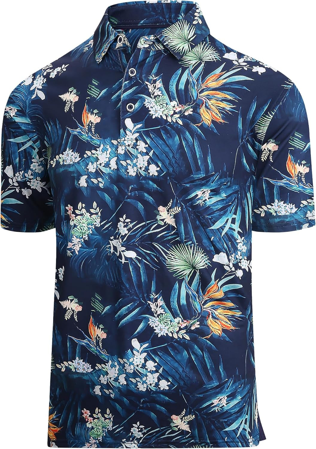 Esabel.C Golf Shirts for Men Dry Fit Performance Short Sleeve Print Moisture Wicking Collared Shirt