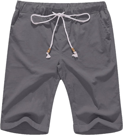 Boisouey Men'S Linen Casual Classic Fit Short Summer Beach Shorts