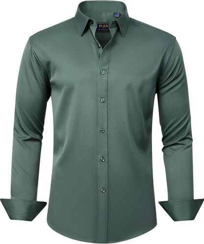 J.VER Men'S Dress Shirts Solid Long Sleeve Stretch Wrinkle-Free Formal Shirt Business Casual Button down Shirts