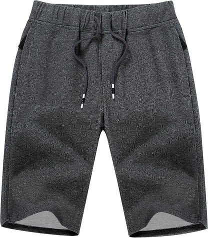 Boisouey Mens Shorts Casual Drawstring Zipper Pockets Elastic Waist