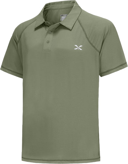 MOHEEN Men'S Moisture Wicking Short Sleeve Polo Shirts UPF 50+ Lightweight Performance Golf Shirts M-6XL