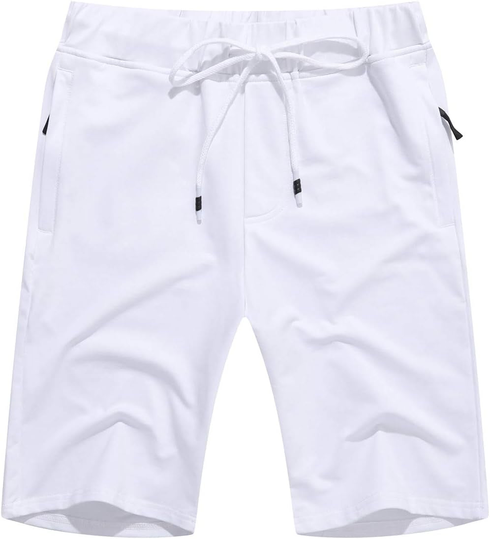 Boisouey Mens Shorts Casual Drawstring Zipper Pockets Elastic Waist