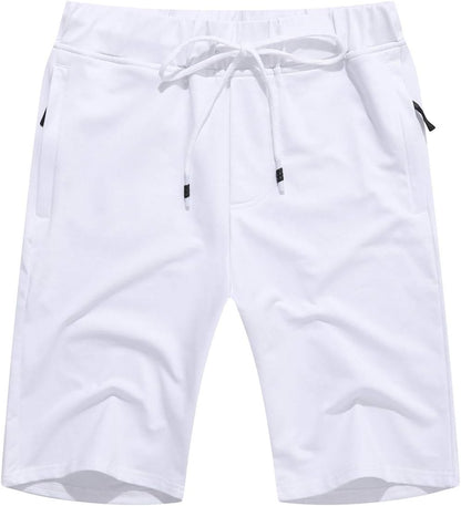 Boisouey Mens Shorts Casual Drawstring Zipper Pockets Elastic Waist