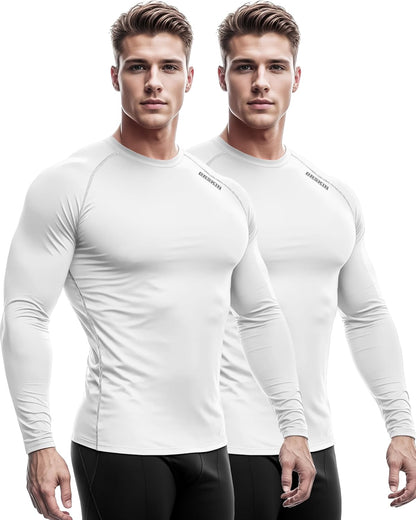 DRSKIN 4, 3, 2 or 1 Pack Men'S Compression Shirts Top Long Sleeve Sports Baselayer Workout Running Athletic Active