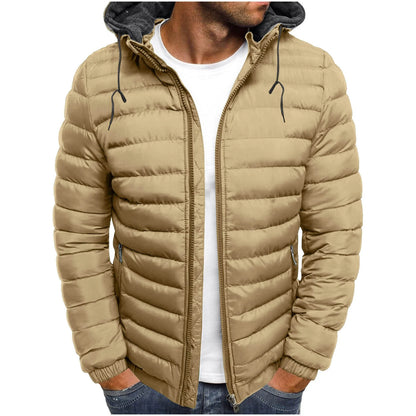 Mens Winter Coats Men'S Solid Color Hooded Jacket Cotton Padded Jacket Fashion Cotton Padded Jacket Men'S Warm Cotton Padded Jacket
