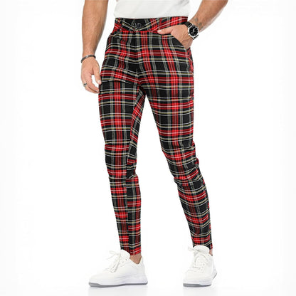 GINGTTO Mens Plaid Dress Pants Stretch Chino Pants Men Slim Fit