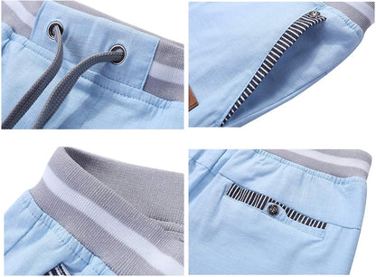 Justsun Mens Shorts Casual Classic Fit Cotton Summer Beach Shorts with Elastic Waist and Pockets