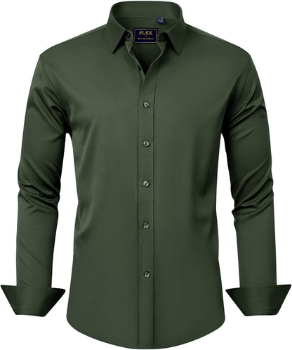 J.VER Men'S Dress Shirts Solid Long Sleeve Stretch Wrinkle-Free Formal Shirt Business Casual Button down Shirts