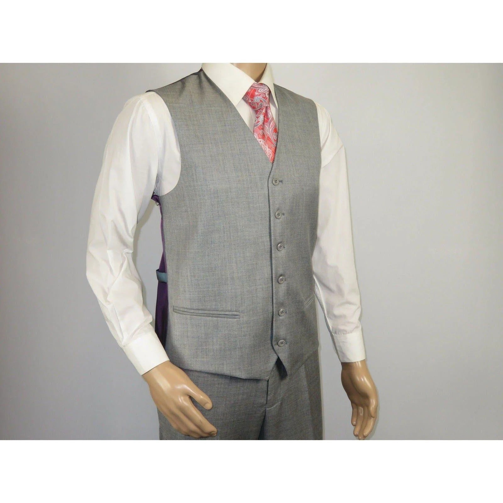 Mens Three Piece Suit Vested  Soft Fabric with Sheen M3090 Stone Gray 3Pc