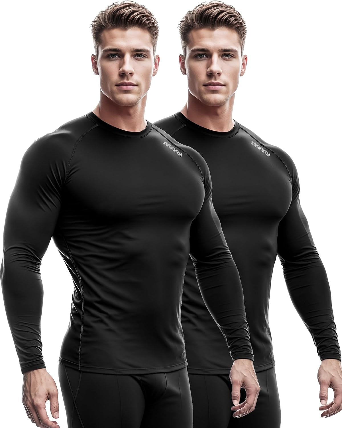 DRSKIN 4, 3, 2 or 1 Pack Men'S Compression Shirts Top Long Sleeve Sports Baselayer Workout Running Athletic Active