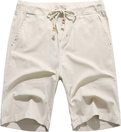 Janmid Men'S Linen Shorts Casual Drawstring Summer Beach Shorts for Men