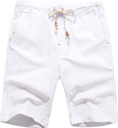 Boisouey Men'S Linen Casual Classic Fit Short Summer Beach Shorts