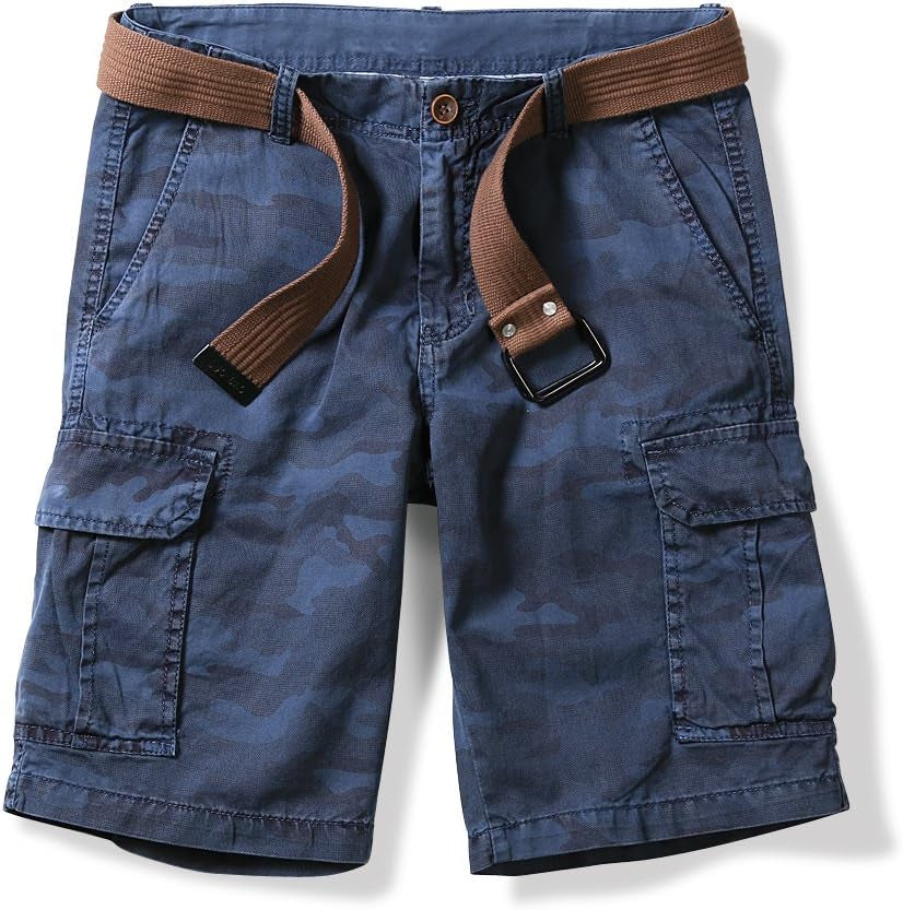 OCHENTA Men'S Lightweight Cargo Shorts with Pockets Cotton Shorts for Men Casual (No Belt)