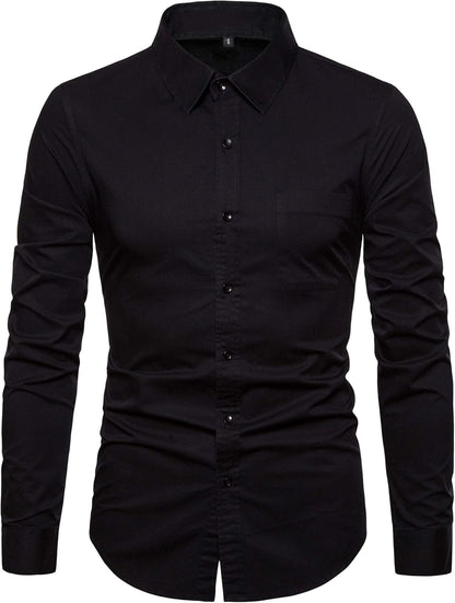 Men’S Long Sleeve Casual Button down Dress Shirts with Chest Pocket