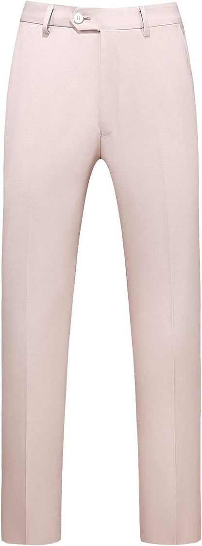 MOGU Mens Front Flat Casual Dress Pants Slim Fit