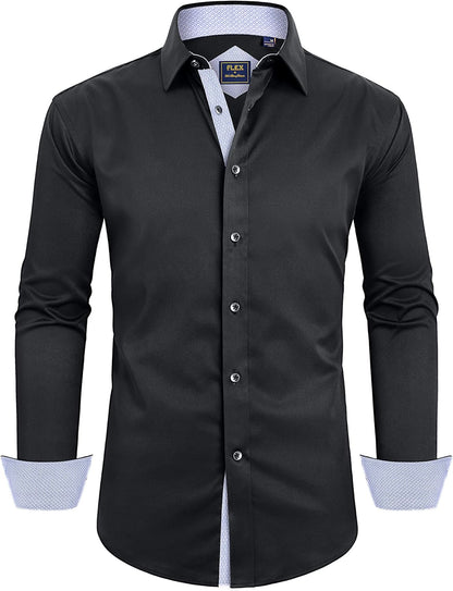 Alimens & Gentle Men'S Dress Shirts Long Sleeve Wrinkle-Free Business Casual Button down Shirt