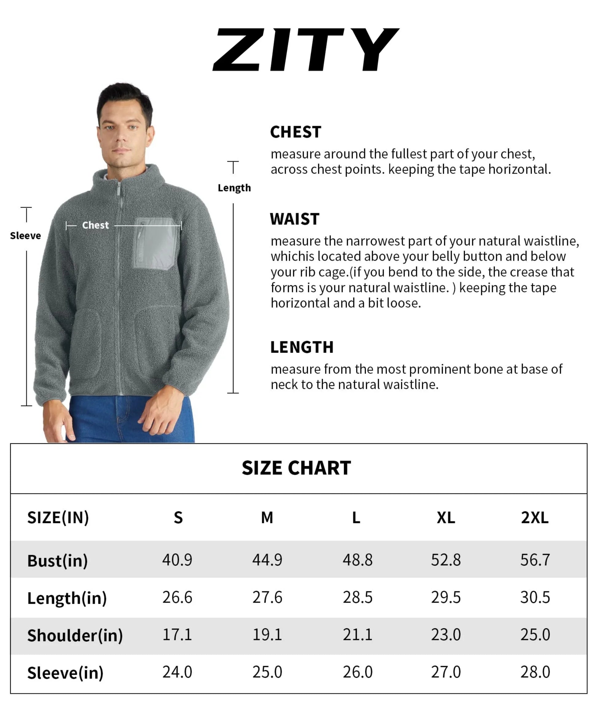 Men'S 220GSM Fleece Jacket, Warm with Pockets, Sizes S-3XL