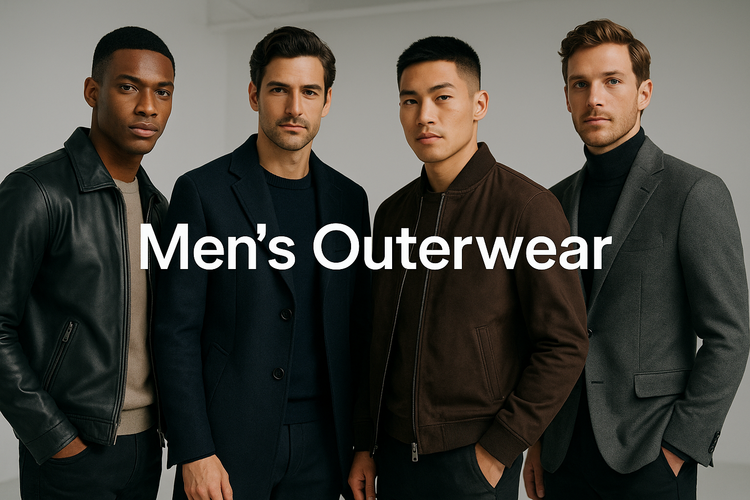 men modeling men's outerwear with the caption Men's Outerwear